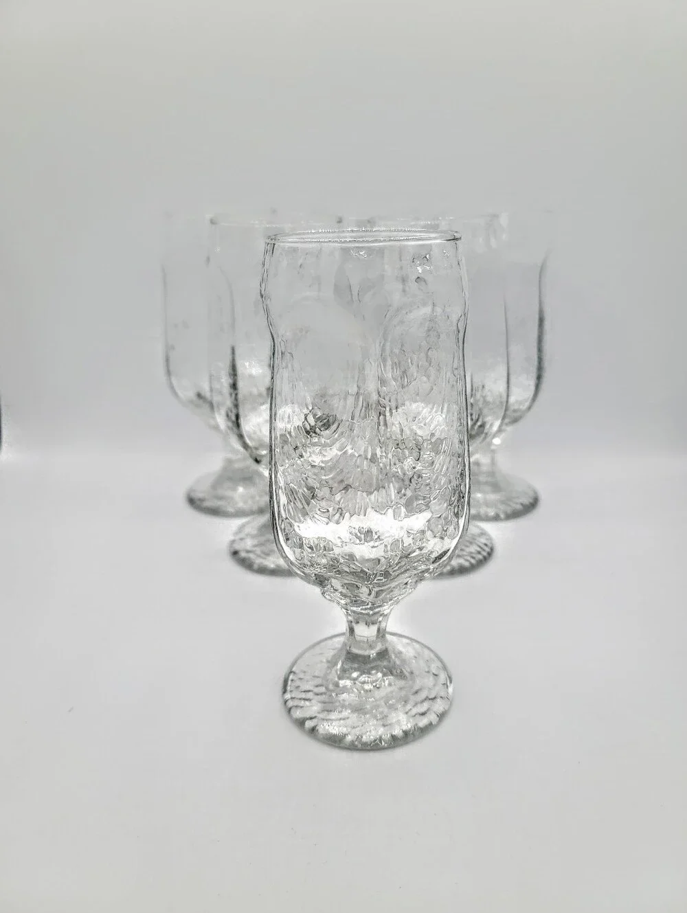 Libbey Chivalry Clear Water Beer Glasses Set of 6 Textured Pressed Glass 12 Oz